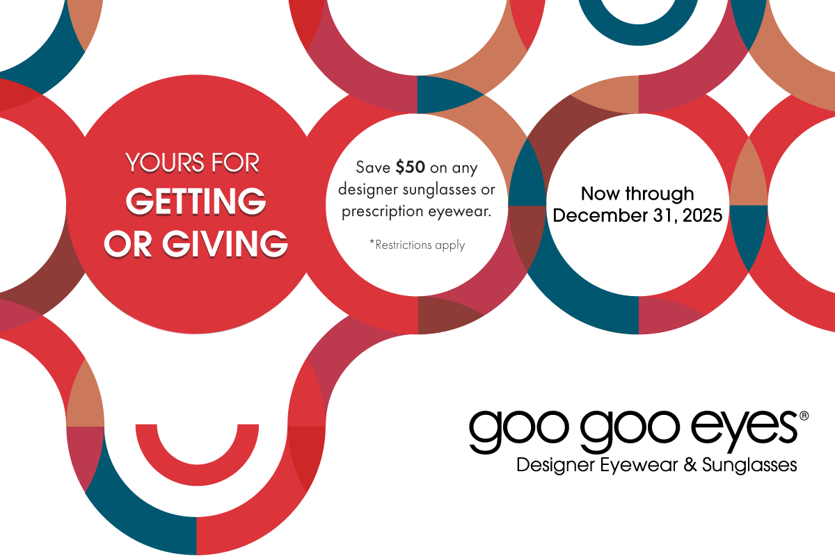 Save $50 on any designer sunglasses or prescription eyewear valued at $149 or more. Ends 12/31